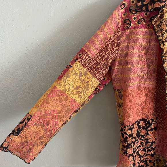 Vintage Jes Irie Wear Floral Lace Open Front Jacket Size M Art to Wear Boho - Picture 3 of 7